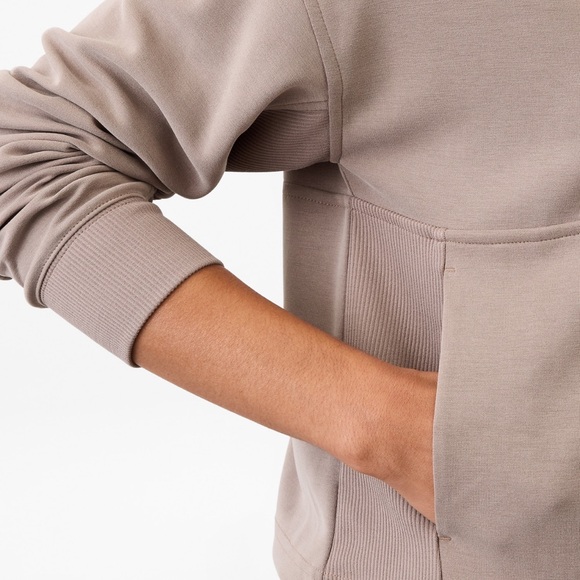 Athleta Seasoft Rib 1/4 Zip Popover Sweatshirt Top Pyrite Sz Medium - Picture 4 of 14